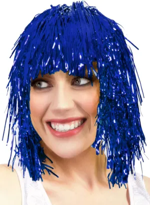 Fun Royal Blue Tinsel Adults Costume Wig