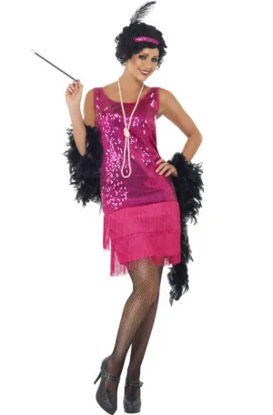 Fun Time Flapper Womens Pink 1920s Costume