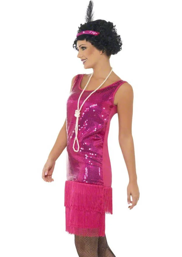 Fun Time Flapper Womens Pink 1920s Costume