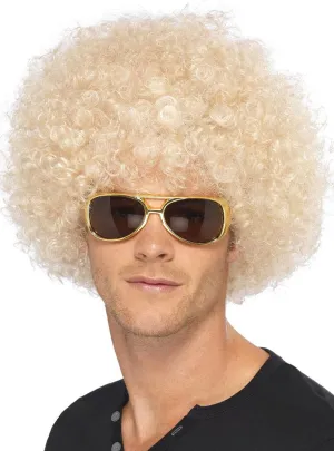 Funky 70s Mens Blonde Afro Costume Wig