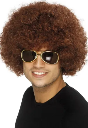 Funky 70s Mens Brown Afro Costume Wig