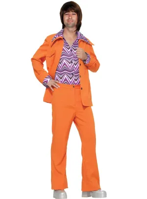 Funky 70s Orange Leisure Suit Mens Costume