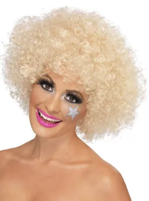 Funky 70s Womens Blonde Afro Costume Wig