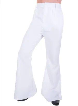 Funky White 70s Bell Bottom Mens Costume Pants