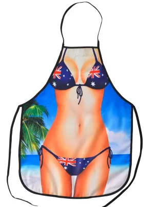 Funny Aussie Woman in Bikini Print Costume Apron
