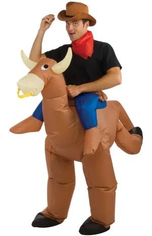 Funny Bull Rider Mens Inflatable Piggyback Costume