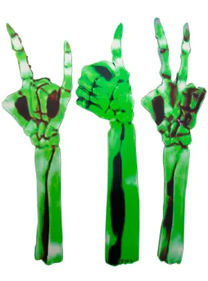 Funny Green Skeleton Arm Stakes Halloween Decoration