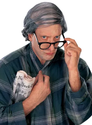 Funny Grey Old Man Combover Costume Wig