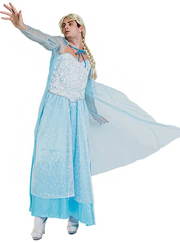 Funny Ice Princess Mens Elsa Fairytale Costume