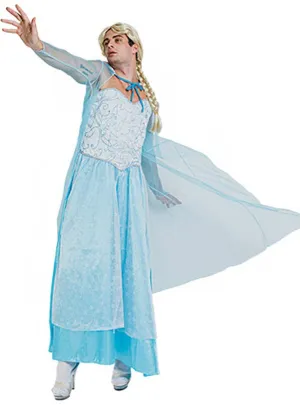 Funny Ice Princess Mens Elsa Fairytale Costume