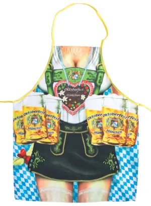 Funny Oktoberfest Beer Girl Lederhosen Print Costume Apron