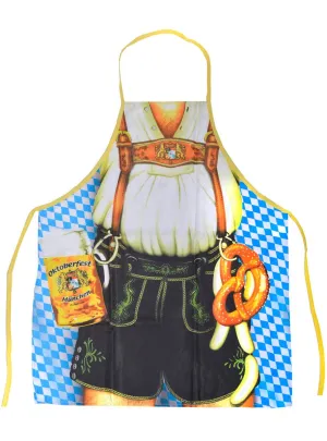 Funny Oktoberfest Beer Guy Lederhosen Print Costume Apron