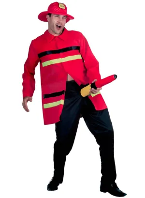 Funny Red Fire Fighter Mens Naughty Fancy Dress Costume