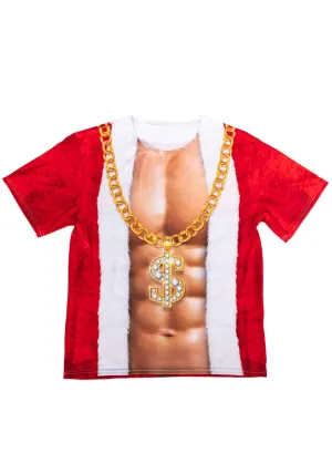 Funny Sexy Mens Bling Santa Christmas Costume T-Shirt