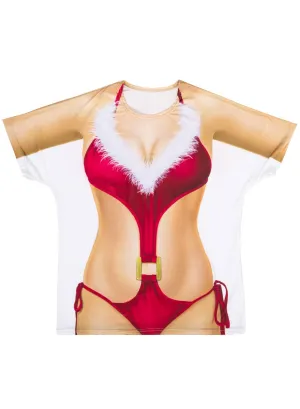 Funny Sexy Womens Christmas Bikini Costume T-Shirt