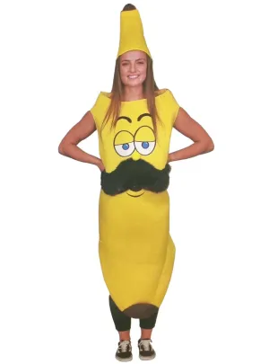 Funny Yellow Banana With Moustache Adults Costume