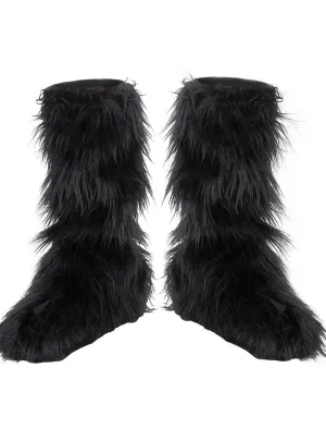 Furry Black Monster Kids Costume Boot Covers