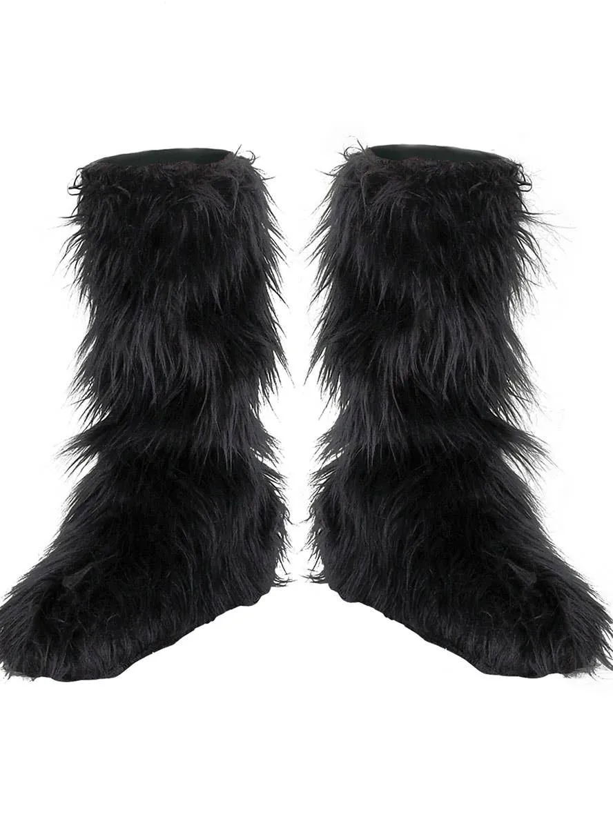 Furry Black Monster Kids Costume Boot Covers