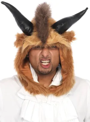 Furry Brown Brutal Beast Hood Costume Accessory