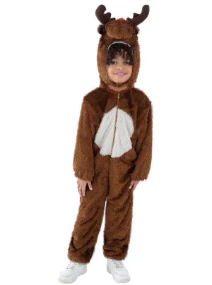 Furry Brown Reindeer Boys Christmas Costume Onesie