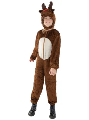 Furry Brown Reindeer Girls Christmas Costume Onesie