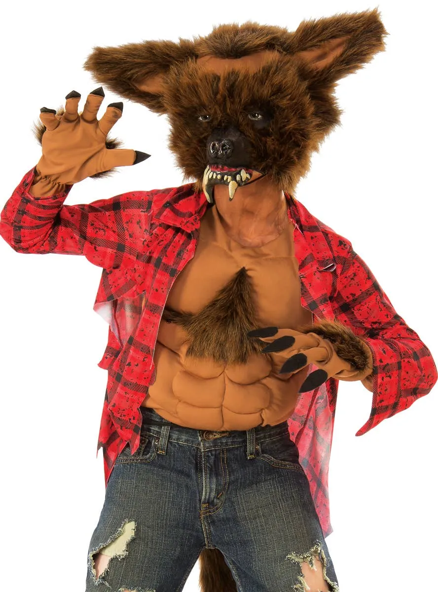 Furry Brown Werewolf Boys Halloween Costume