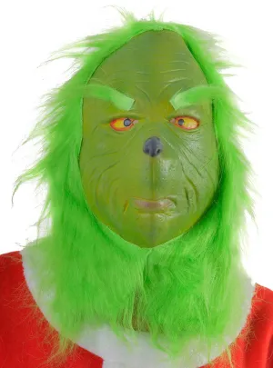 Furry Green Latex Christmas Hater Costume Mask