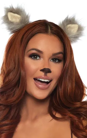 Furry Grey Animal Ears Hair Clip Costume Accessory