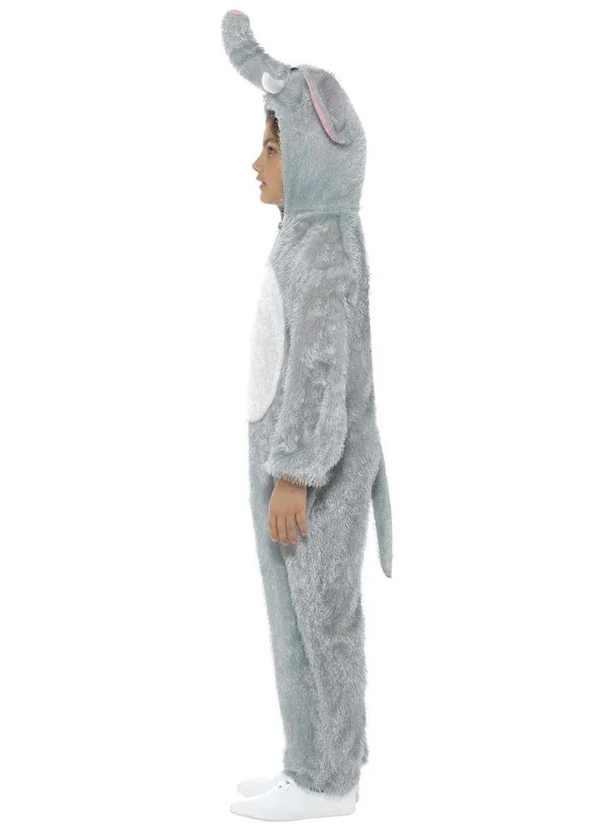 Furry Grey Elephant Boys Animal Onesie Costume