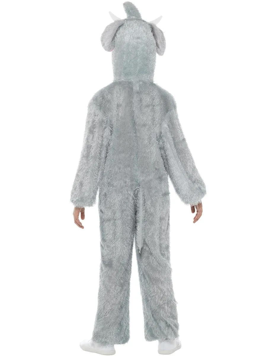 Furry Grey Elephant Boys Animal Onesie Costume