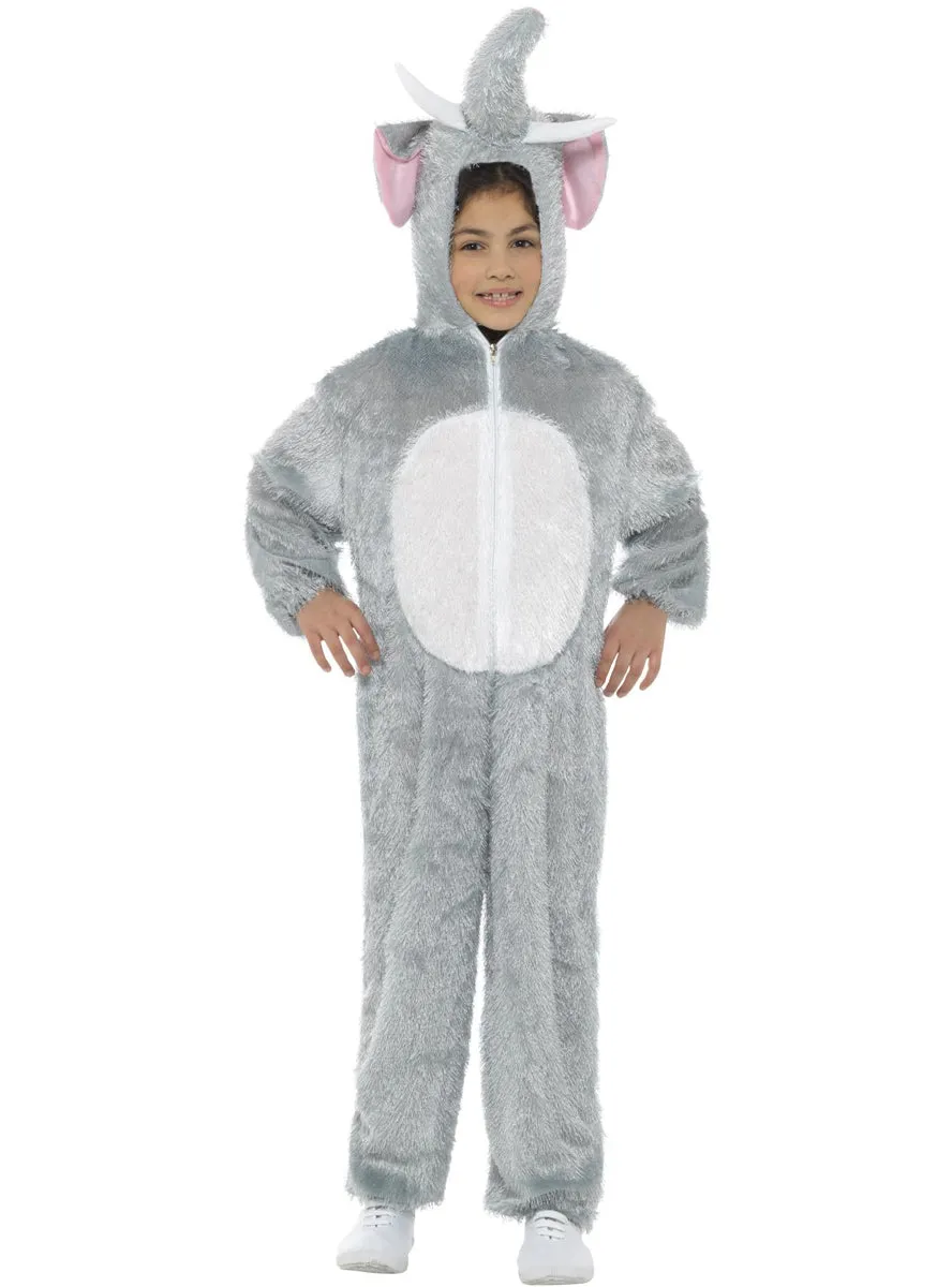 Furry Grey Elephant Girls Animal Onesie Costume