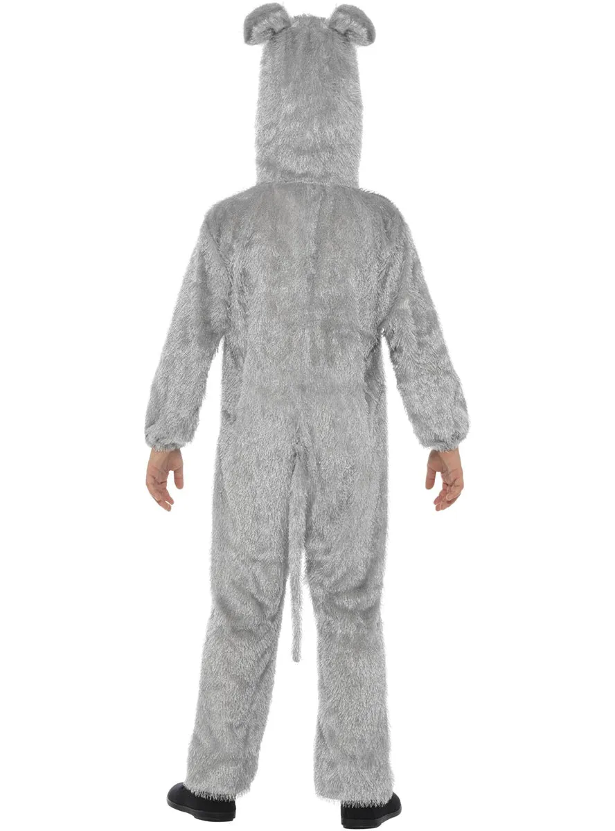 Furry Grey Mouse Kids Animal Costume Onesie