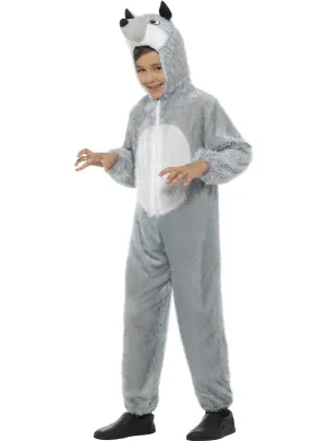 Furry Grey Wolf Boys Animal Costume Onesie