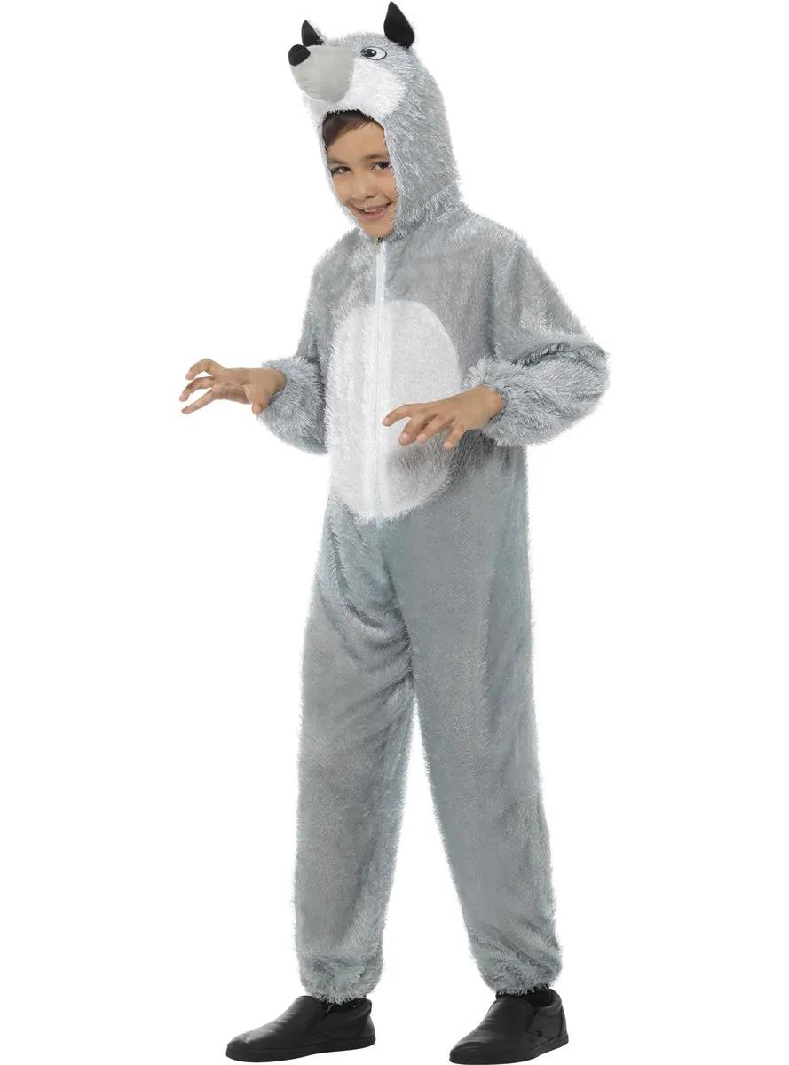 Furry Grey Wolf Boys Animal Costume Onesie