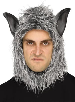 Furry Grey Wolf Costume Hood with PVC Ears