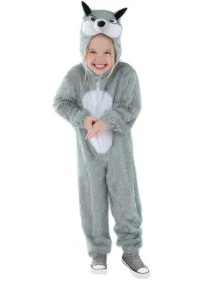 Furry Grey Wolf Girls Animal Costume Onesie