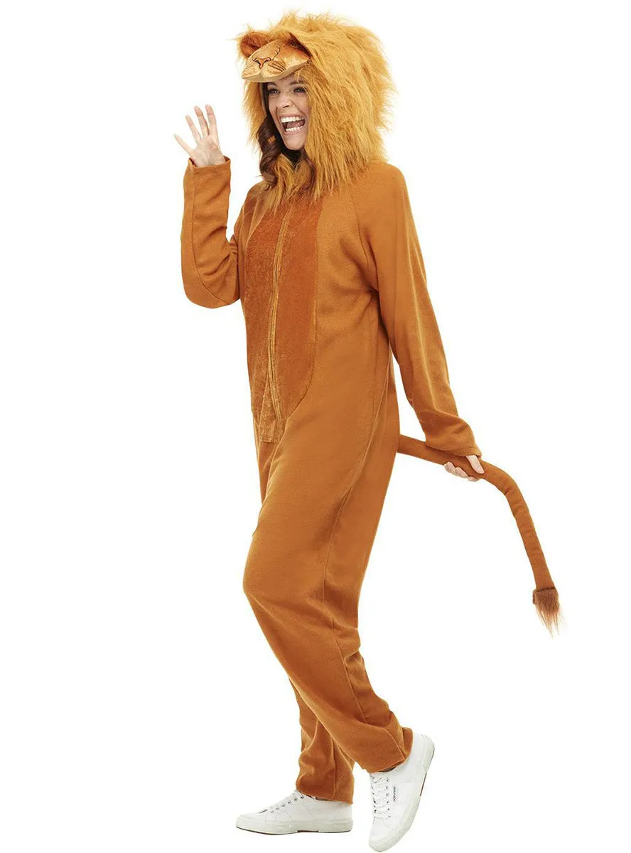 Furry Lion Womens Animal Onesie Costume