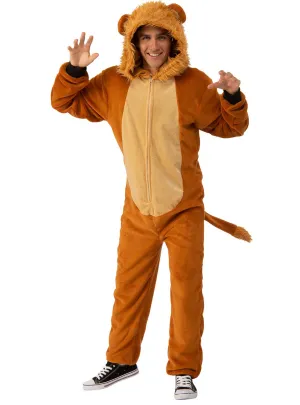 Furry Orange Lion Mens Animal Onesie Costume