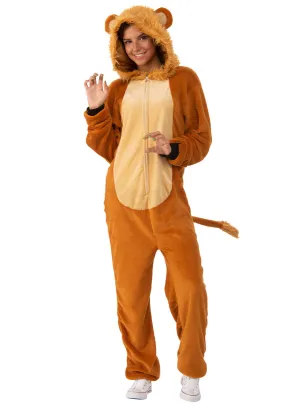 Furry Orange Lion Womens Animal Onesie Costume