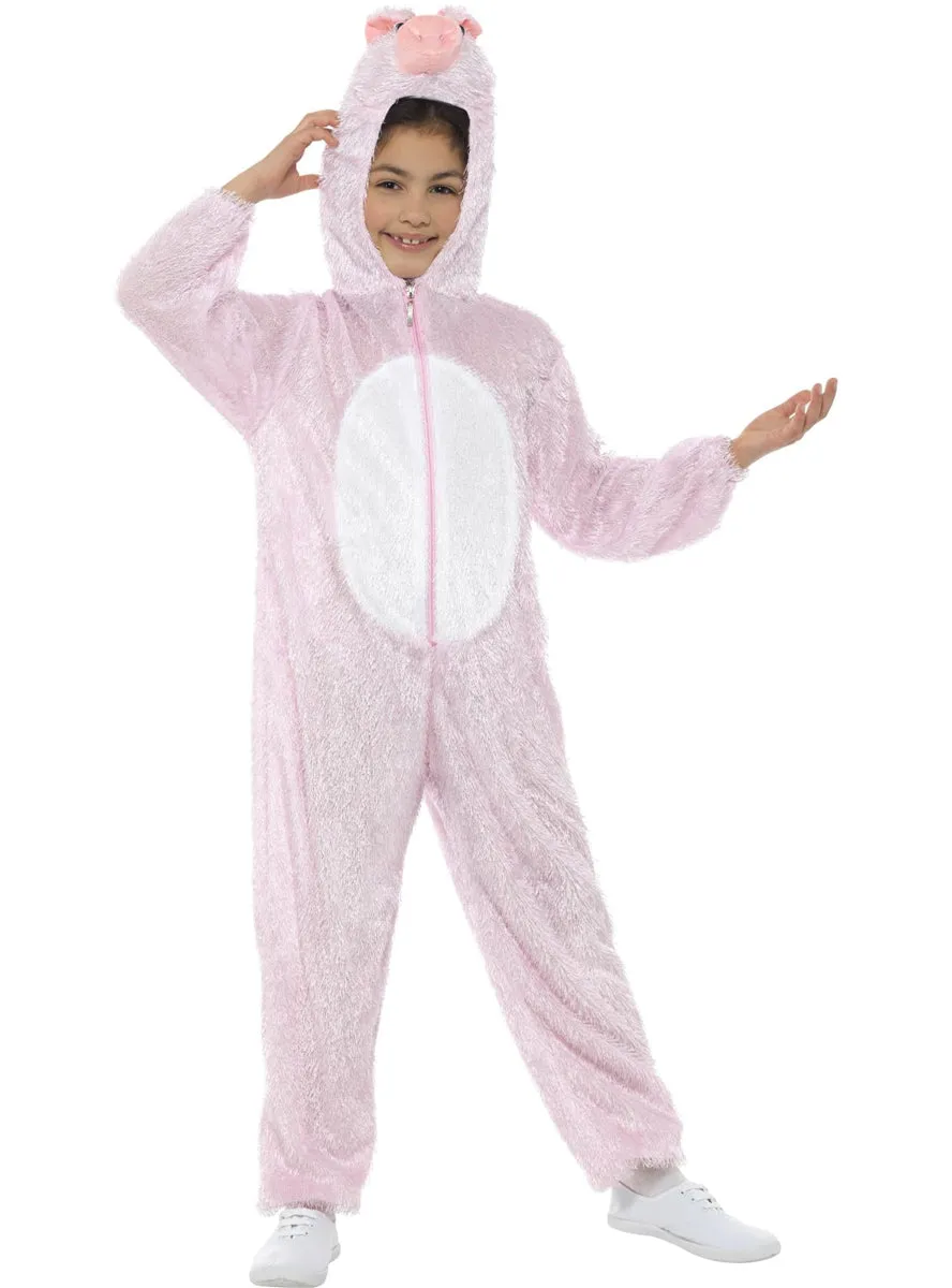 Furry Pink Pig Kids Animal Costume Onesie