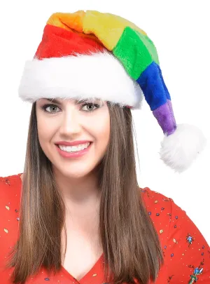 Furry Rainbow Santa Claus Christmas Hat