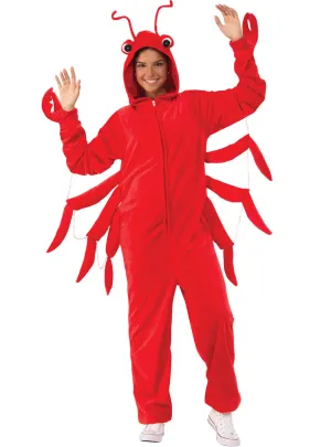 Furry Red Lobster Womens Animal Onesie Costume