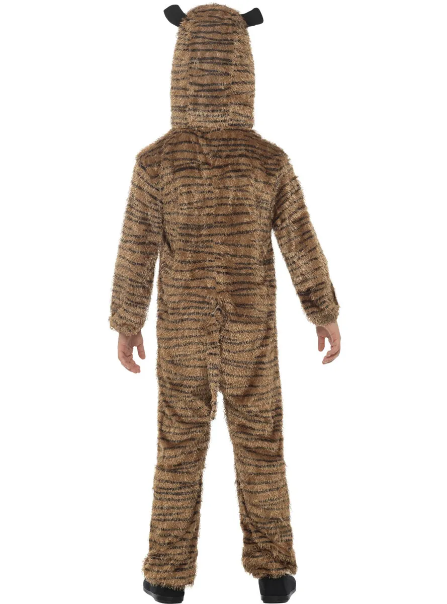 Furry Striped Tiger Kids Animal Costume Onesie