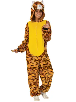Furry Striped Tiger Womens Animal Onesie Costume