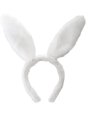Furry White Easter Bunny Ears Costume Headband