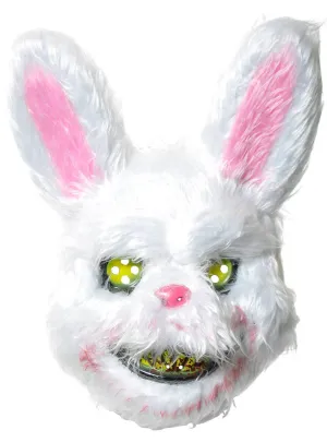 Furry White Evil Bunny Rabbit Halloween Costume Mask
