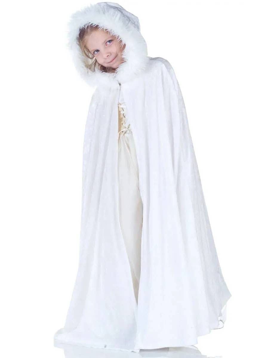 Furry White Velvet Girls Snow Maiden Costume Cape