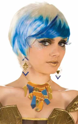 Futuristic Blonde and Blue Womens Costume Wig