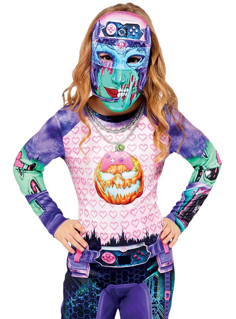 Futuristic Pink and Purple Robot Gamer Girl Costume