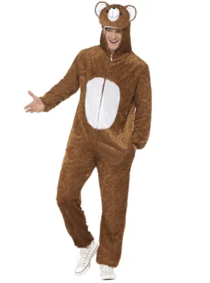 Fuzzy Brown Bear Mens Onesie Costume